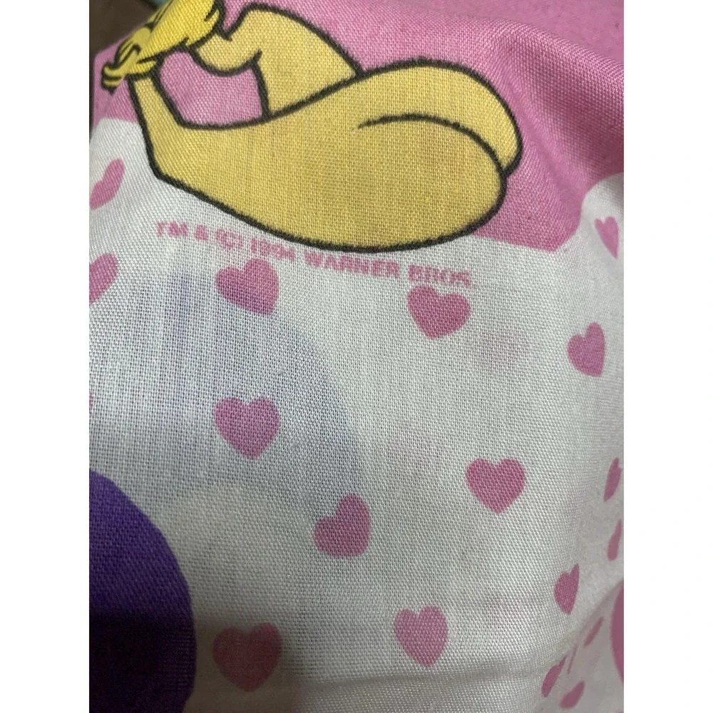 1994 Set 2 Panels Vintage Looney Tunes Pink Hearts Curtains 40